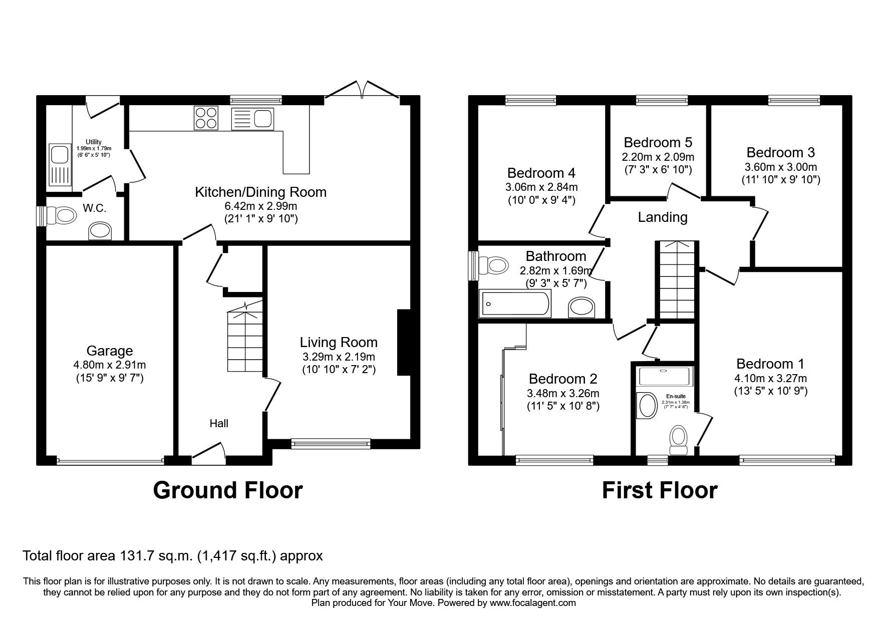 Floorplan of 5 bedroom Detached House to rent, Fillies Avenue, Doncaster, South Yorkshire, DN4