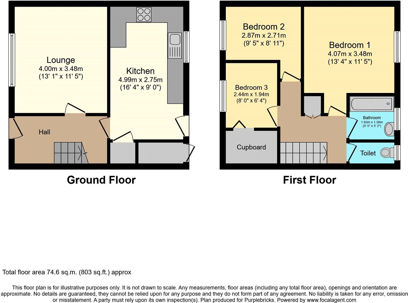 Floorplan of 3 bedroom End Terrace House to rent, Old Hexthorpe, Doncaster, South Yorkshire, DN4