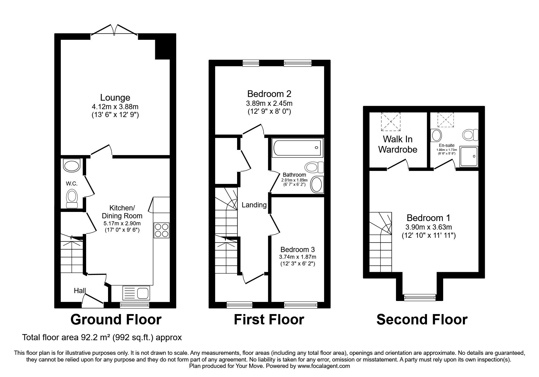 Floorplan of 3 bedroom End Terrace House for sale, Harper Rise, Denaby Main, South Yorkshire, DN12