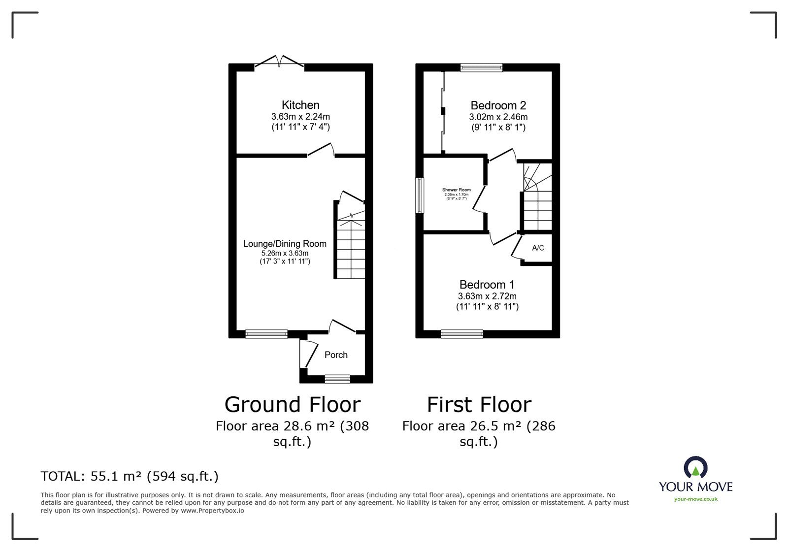 Floorplan of 2 bedroom Semi Detached House for sale, West Green Drive, Kirk Sandall, Doncaster, DN3