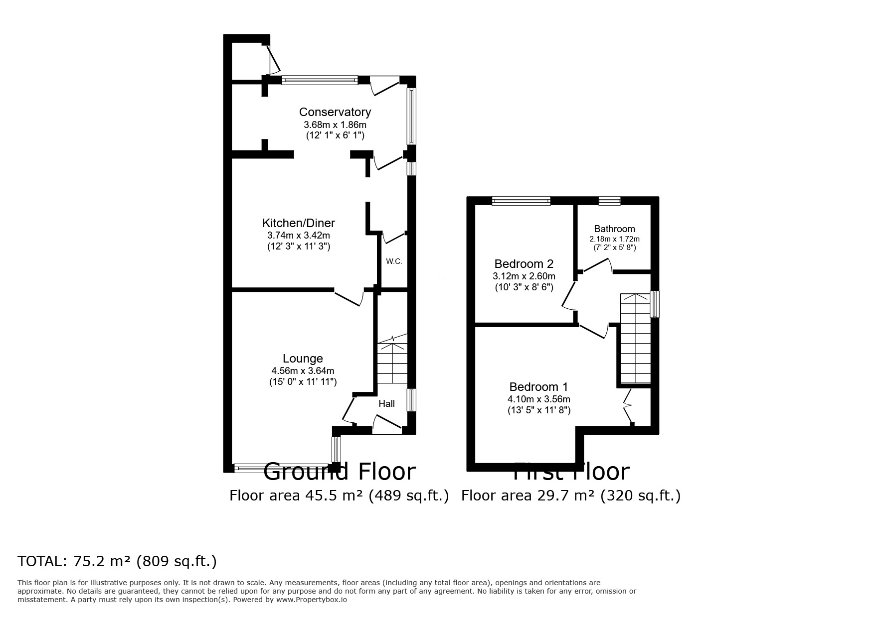 Floorplan of 2 bedroom Semi Detached House for sale, Hawke Road, Wheatley, Doncaster, South Yorkshire, DN2