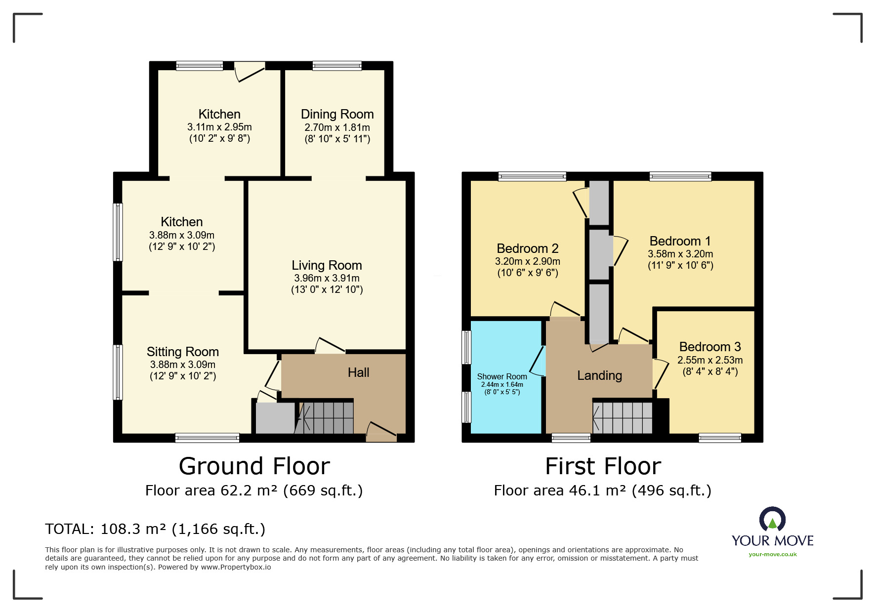 Floorplan of 3 bedroom Semi Detached House for sale, Chestnut Avenue, Rossington, South Yorkshire, DN11