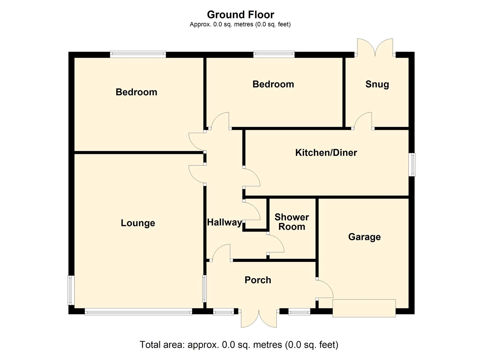 Floorplan of 2 bedroom Detached Bungalow for sale, Worsley Place, Skellow, South Yorkshire, DN6