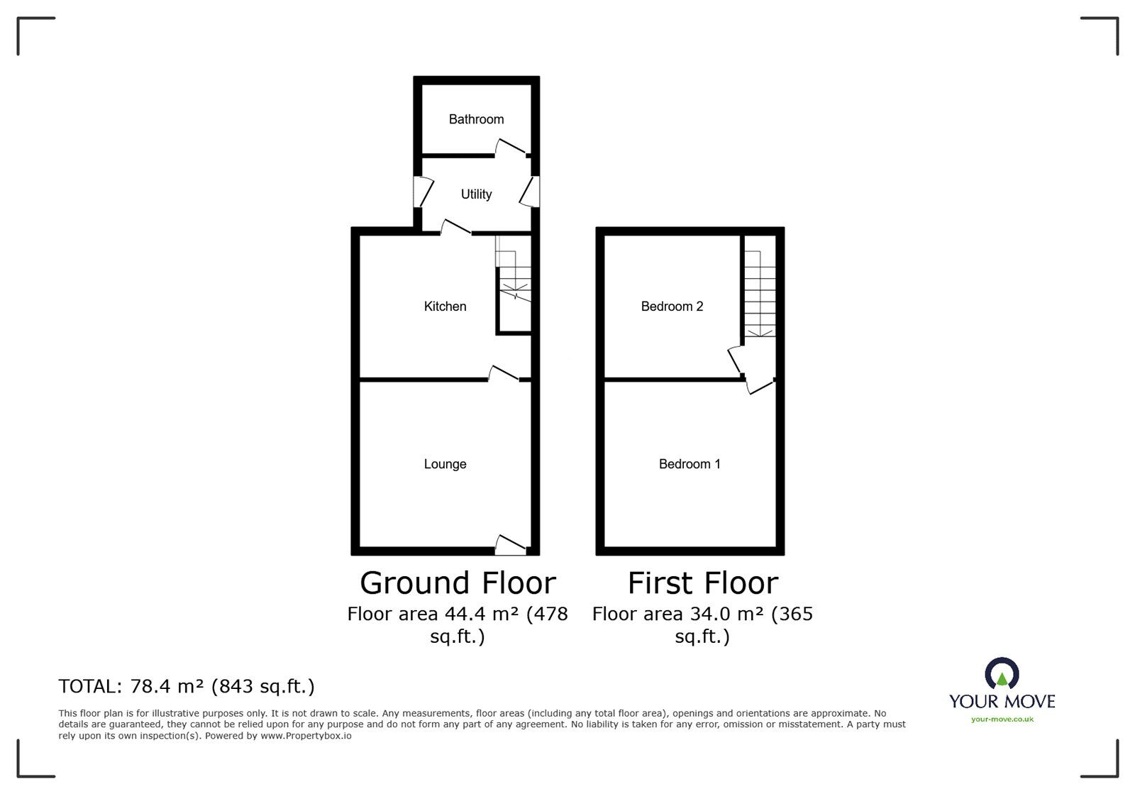 Floorplan of 2 bedroom End Terrace House to rent, Meadow Lane, Stainforth, South Yorkshire, DN7