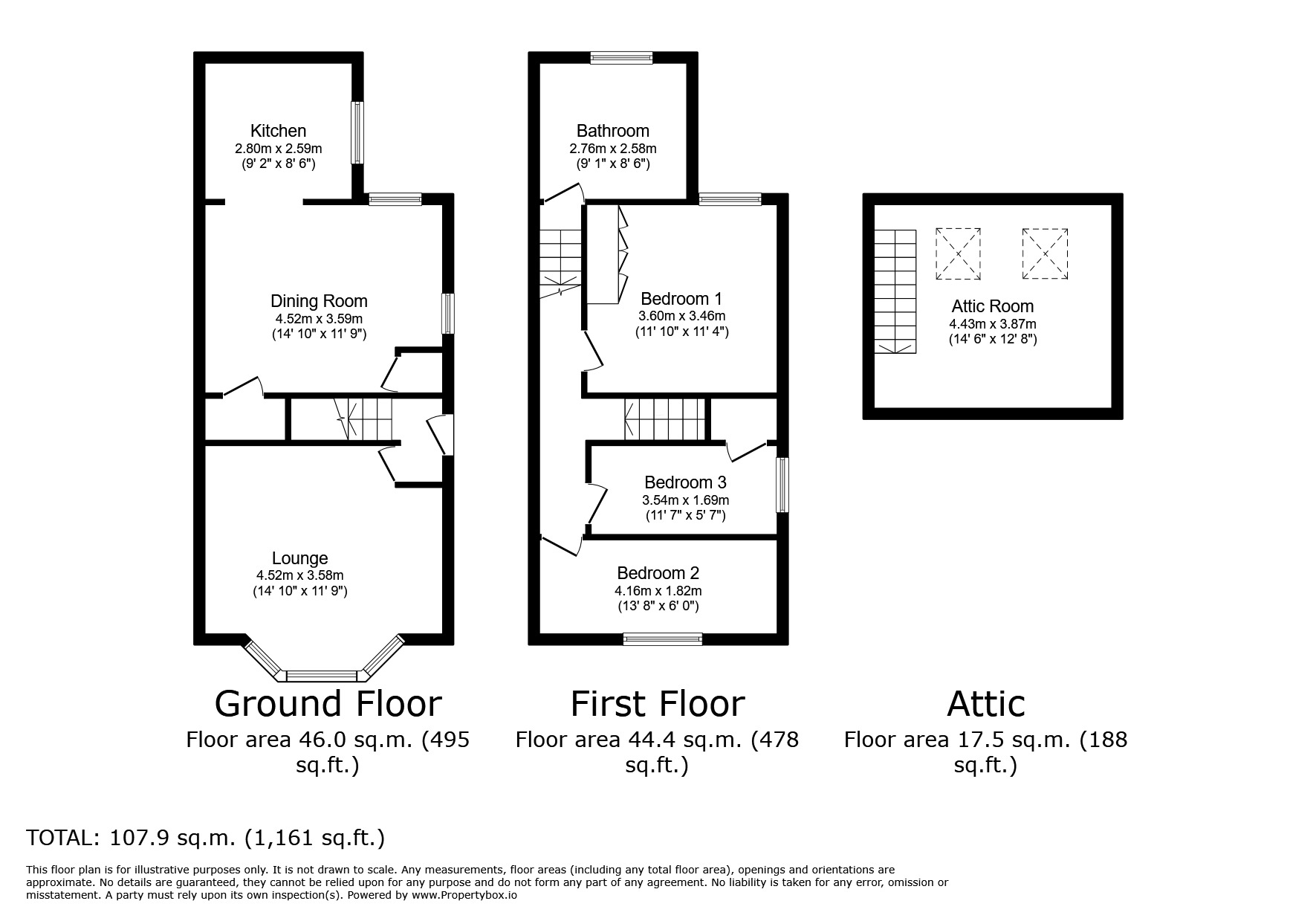 Floorplan of 3 bedroom Semi Detached House for sale, New Street, Carcroft, South Yorkshire, DN6