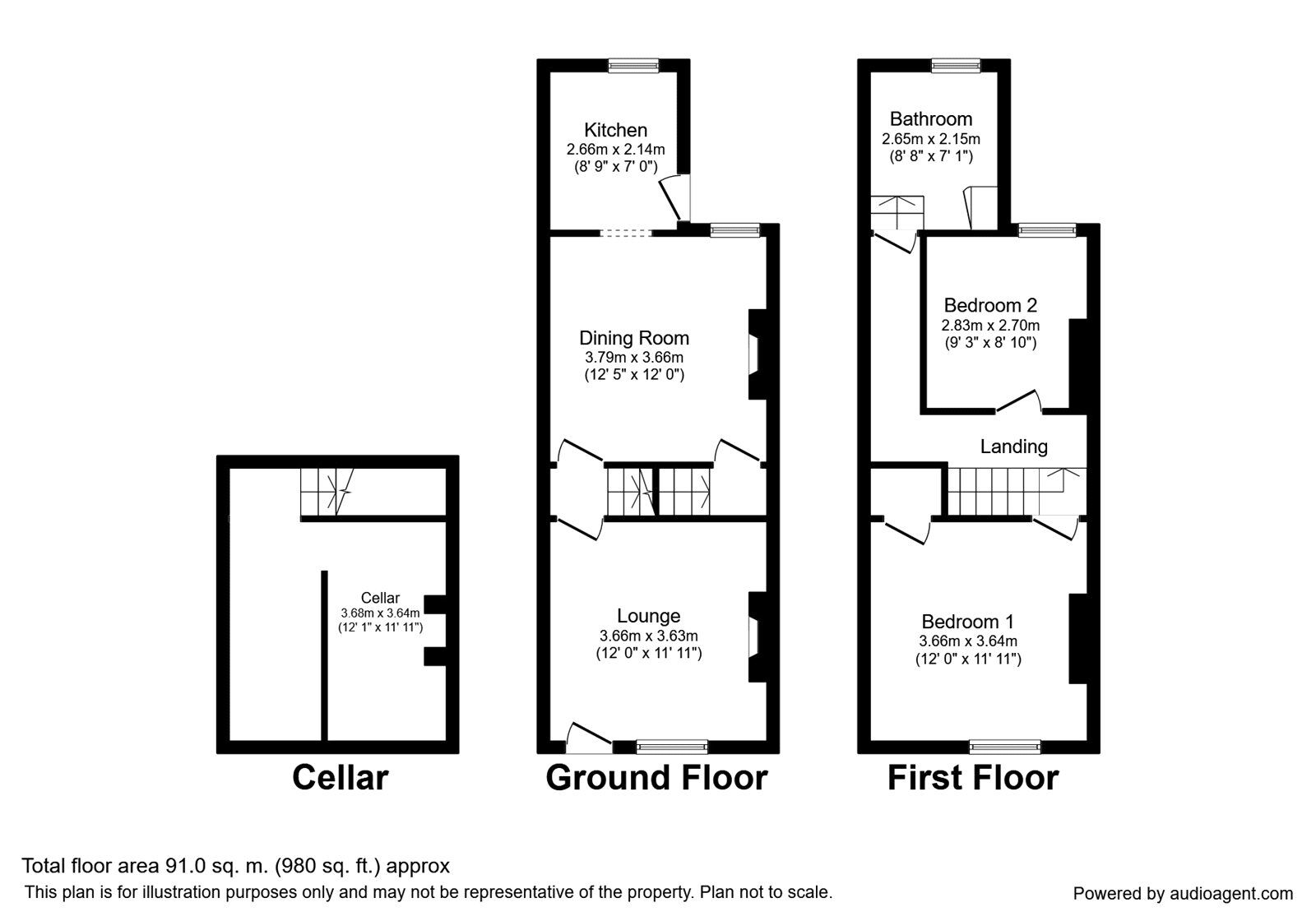 Floorplan of 2 bedroom Mid Terrace House to rent, Wharncliffe Street, Doncaster, South Yorkshire, DN4