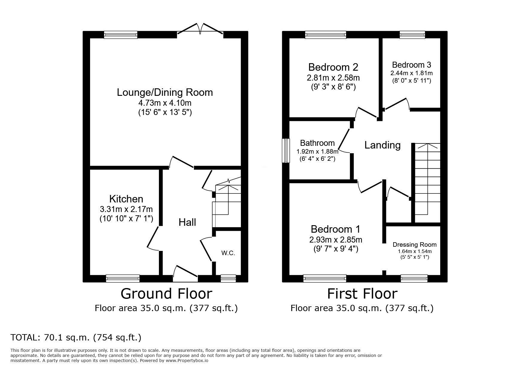 Floorplan of 3 bedroom End Terrace House to rent, Mulberry Court, Warmsworth, South Yorkshire, DN4