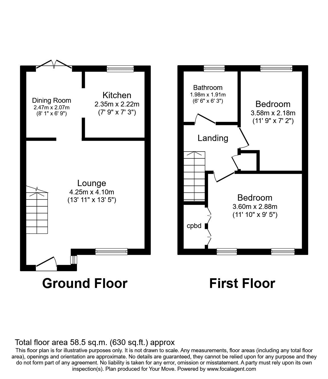 Floorplan of 2 bedroom End Terrace House to rent, Blacks Close, Waddington, Lincolnshire, LN5