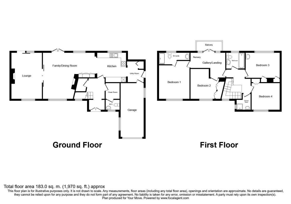 Floorplan of 4 bedroom Detached House for sale, Rose Hill Rise, Bessacarr, Doncaster, South Yorkshire, DN4