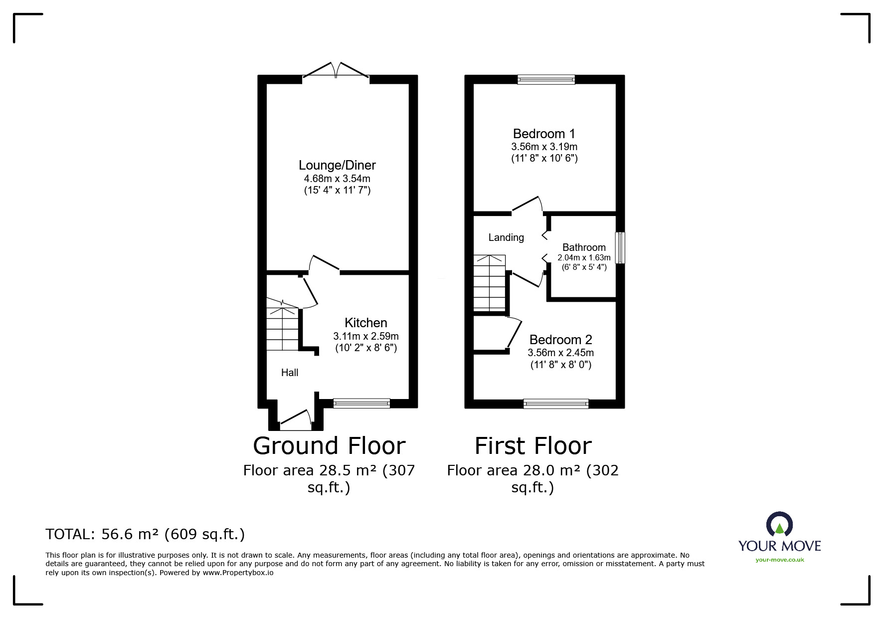 Floorplan of 2 bedroom Semi Detached House for sale, Homestead Garth, Hatfield, South Yorkshire, DN7