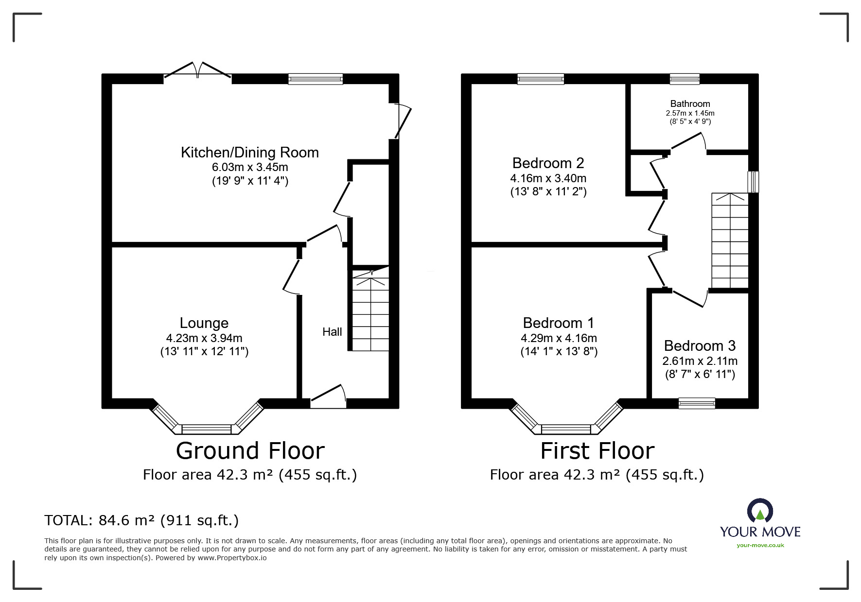 Floorplan of 3 bedroom Semi Detached House for sale, Grenville Road, Balby, Doncaster, South Yorkshire, DN4