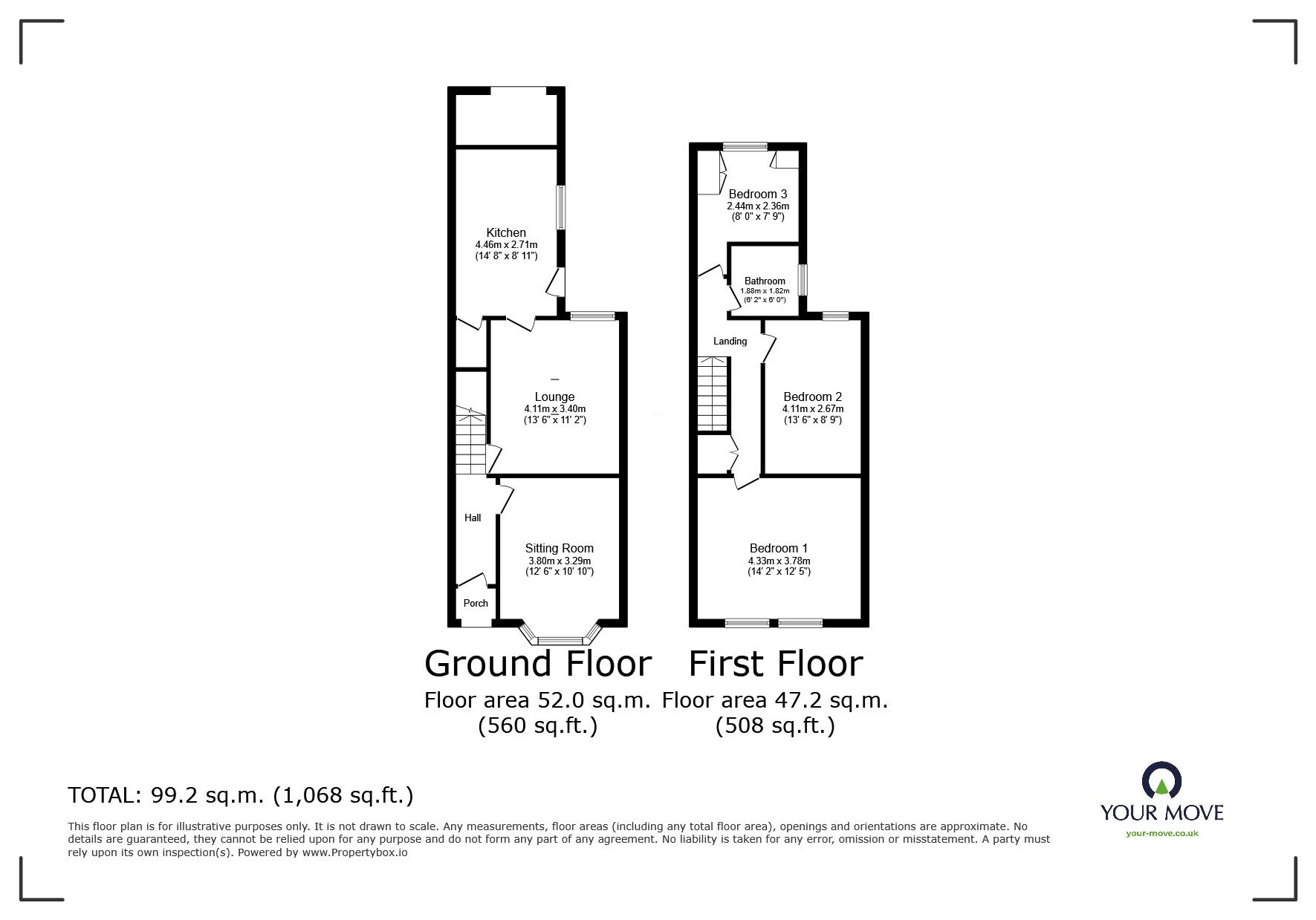 Floorplan of 2 bedroom Mid Terrace House for sale, Yarborough Terrace, Bentley, Doncaster, South Yorkshire, DN5