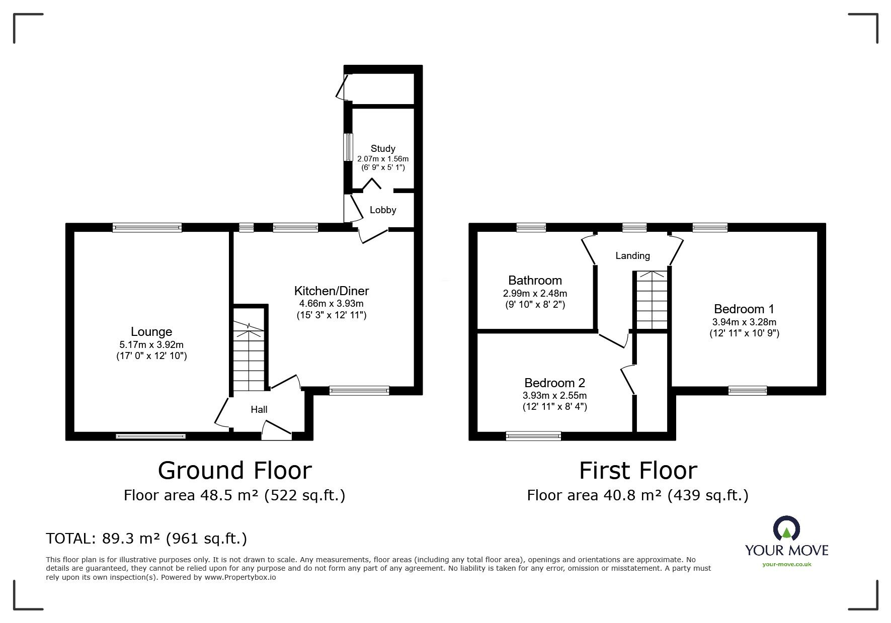 Floorplan of 2 bedroom Mid Terrace House for sale, Doncaster Road, Highfields, South Yorkshire, DN6