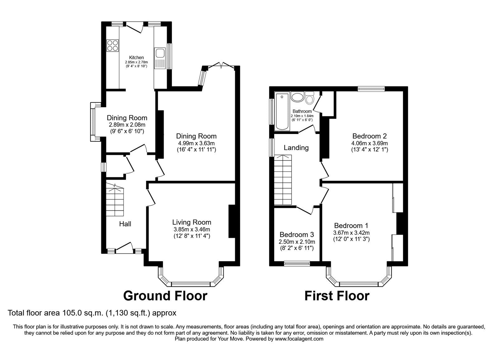 Floorplan of 3 bedroom Semi Detached House to rent, Armthorpe Road, Doncaster, South Yorkshire, DN2