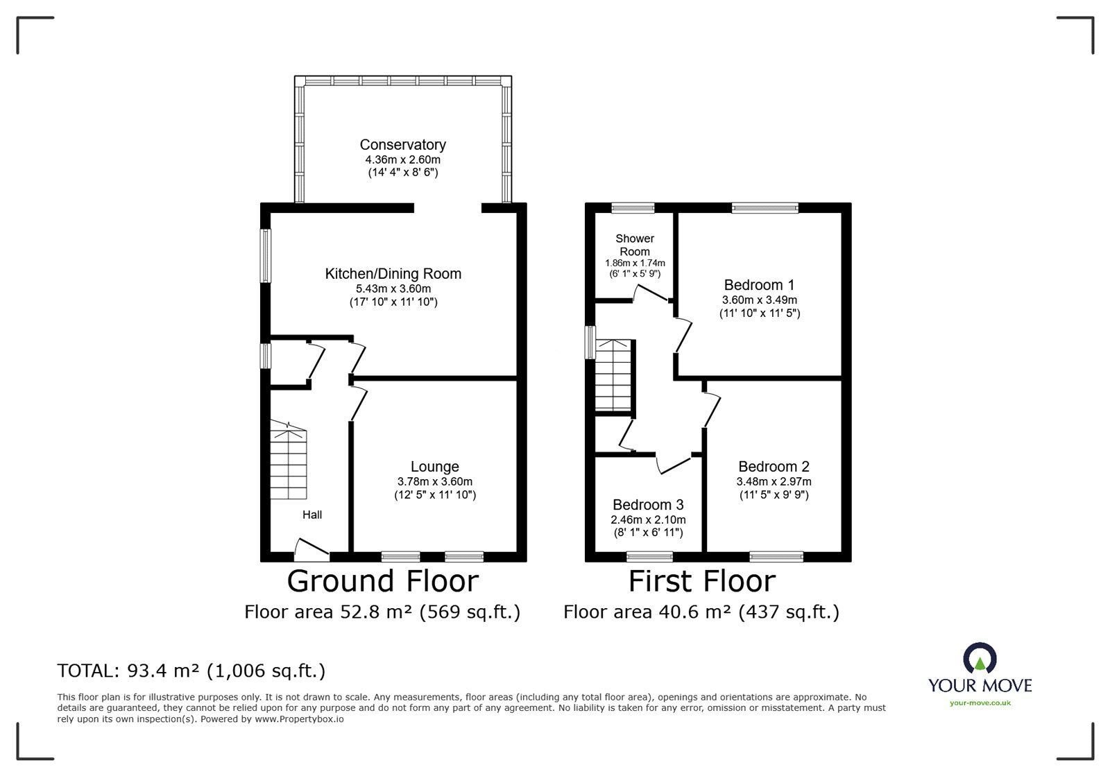 Floorplan of 3 bedroom Semi Detached House for sale, The Crescent, Armthorpe, South Yorkshire, DN3