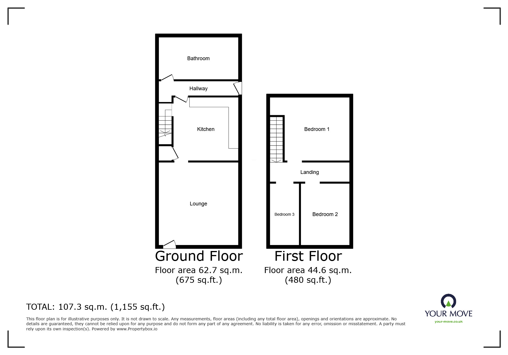 Floorplan of 3 bedroom Mid Terrace House to rent, Hoyland Terrace, South Kirkby, West Yorkshire, WF9