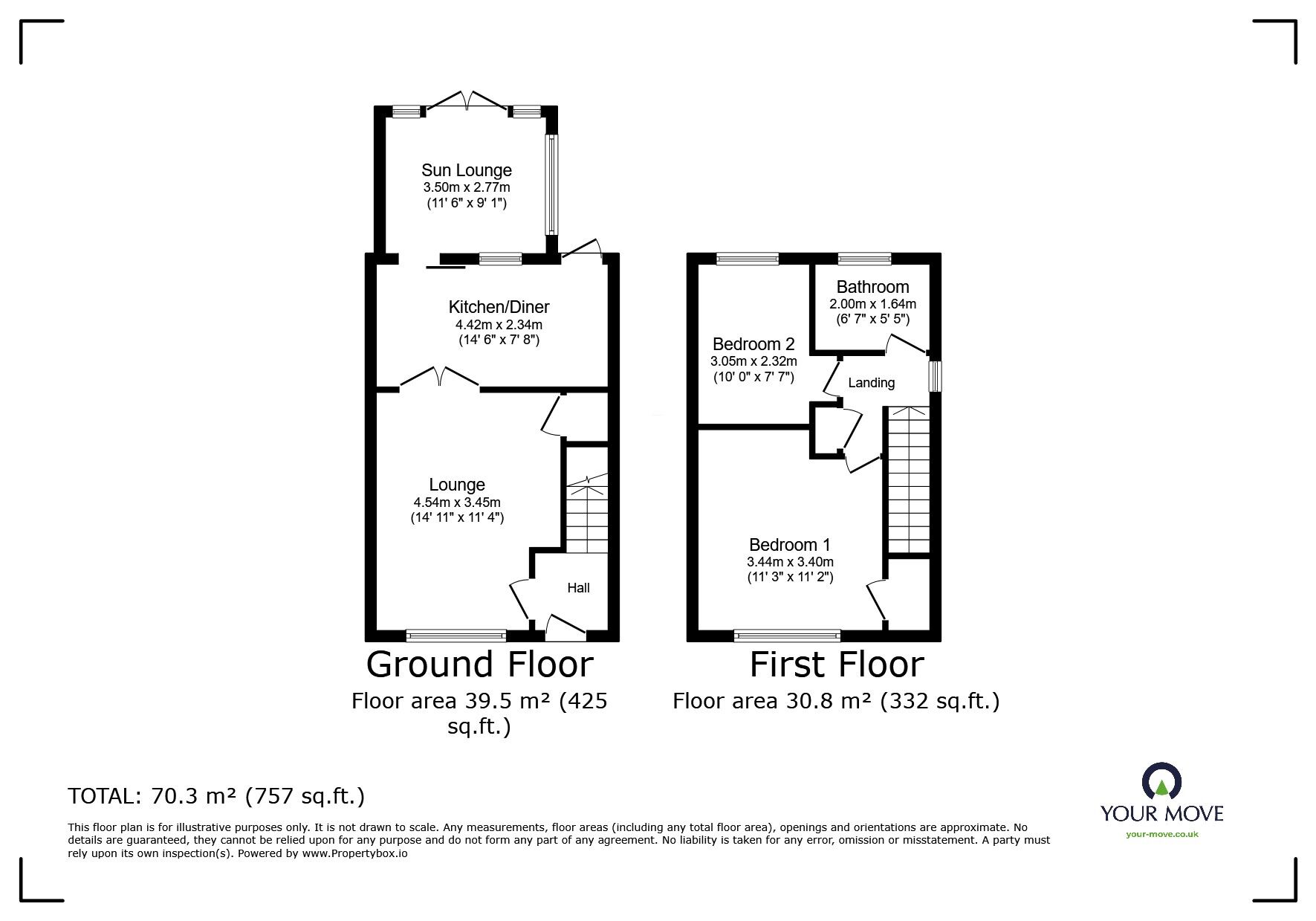 Floorplan of 2 bedroom Semi Detached House for sale, Melford Drive, Balby, Doncaster, South Yorkshire, DN4