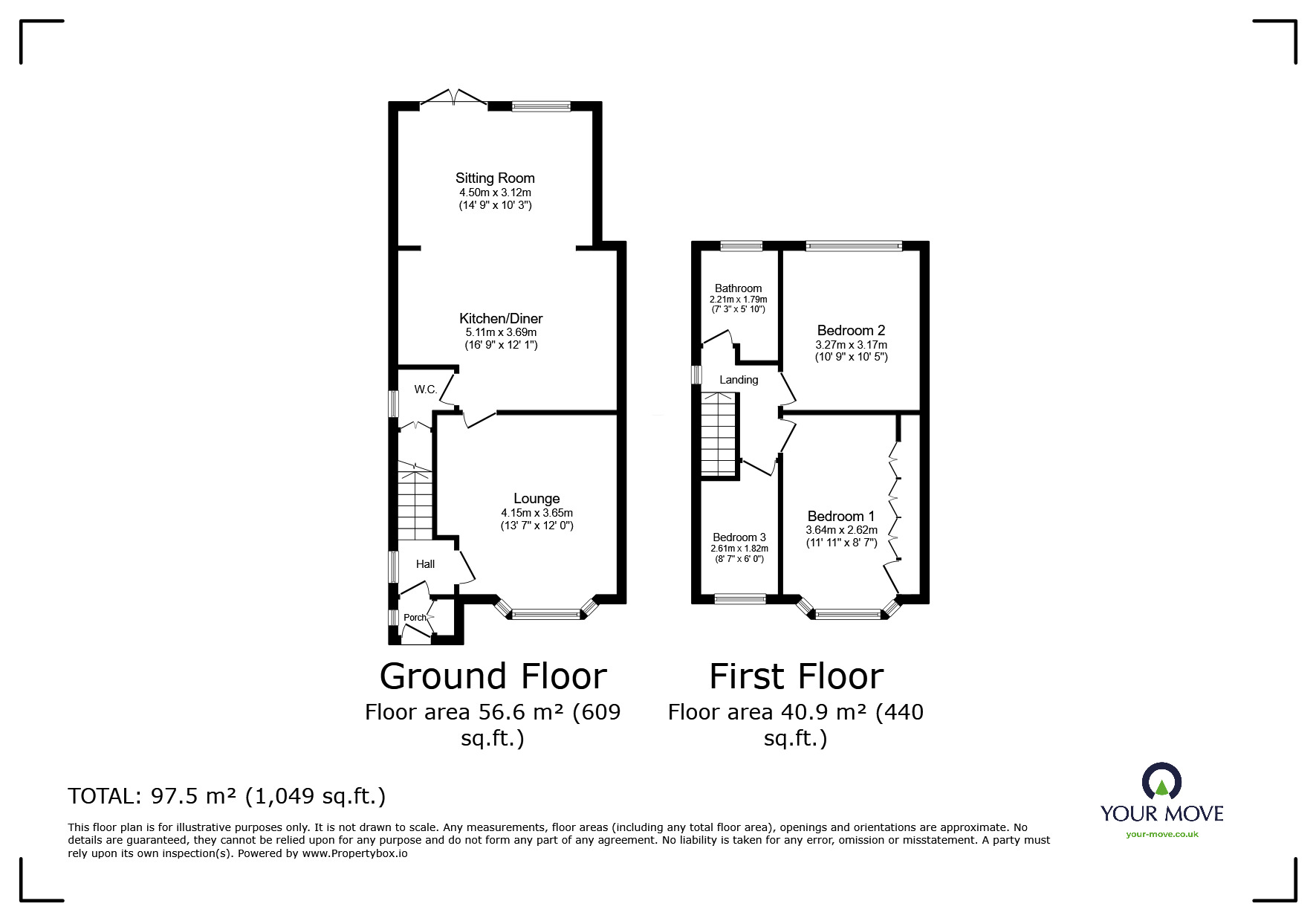 Floorplan of 3 bedroom Semi Detached House for sale, Glen Road, Branton, South Yorkshire, DN3