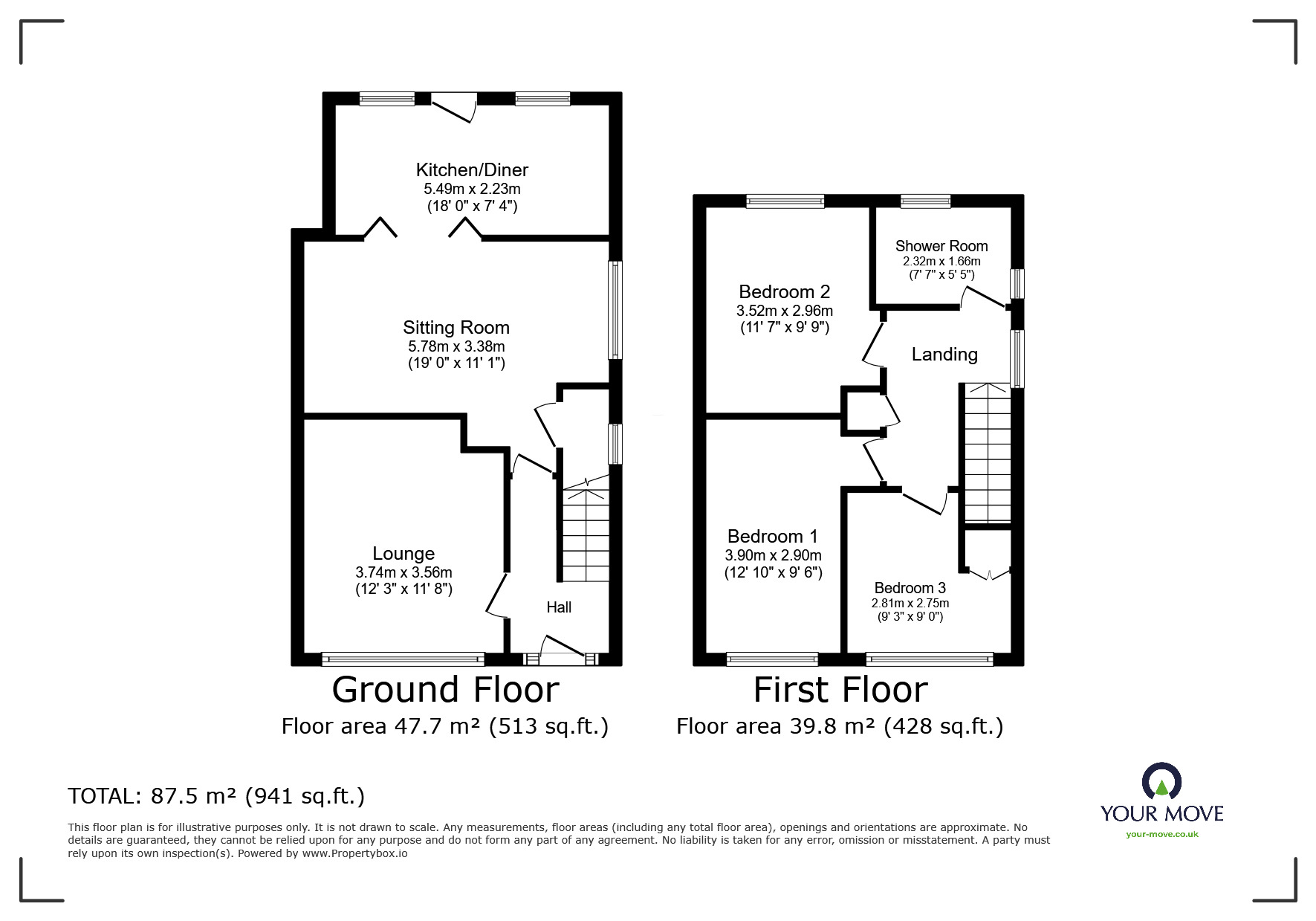 Floorplan of 3 bedroom Semi Detached House for sale, Magnolia Close, Kirk Sandall, South Yorkshire, DN3