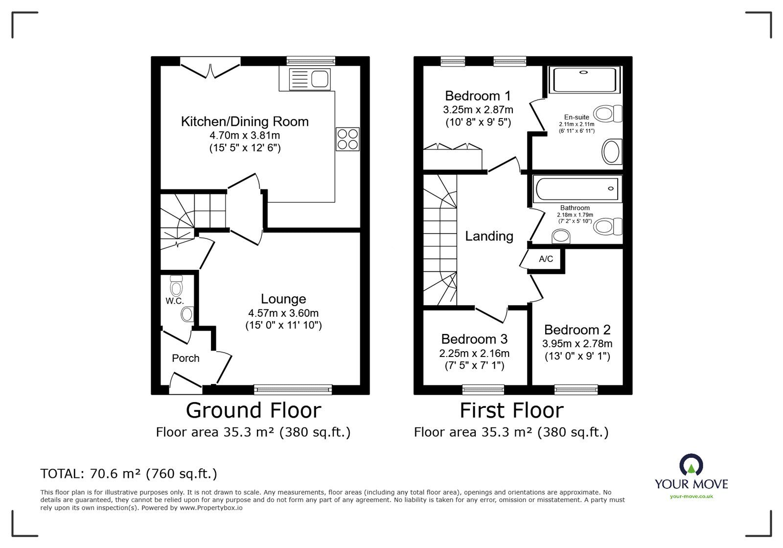 Floorplan of 3 bedroom Mid Terrace House for sale, Woodland Crescent, Hatfield, South Yorkshire, DN7