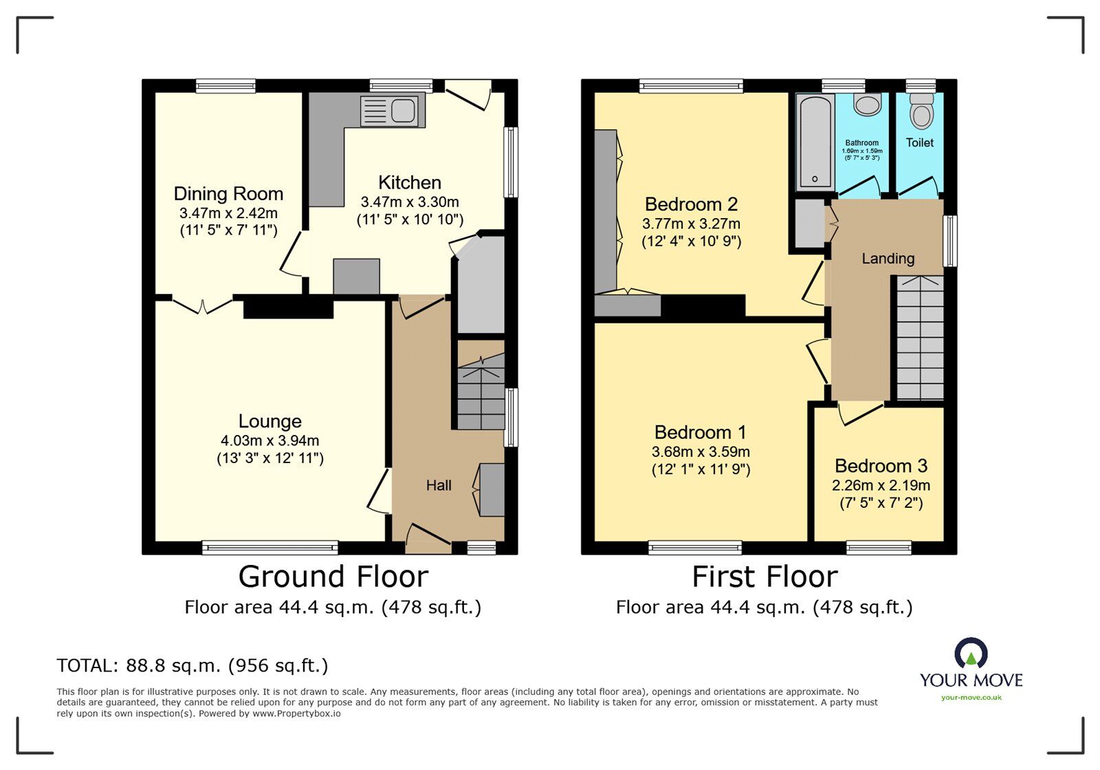 Floorplan of 3 bedroom Semi Detached House for sale, Norbreck Road, Warmsworth, South Yorkshire, DN4