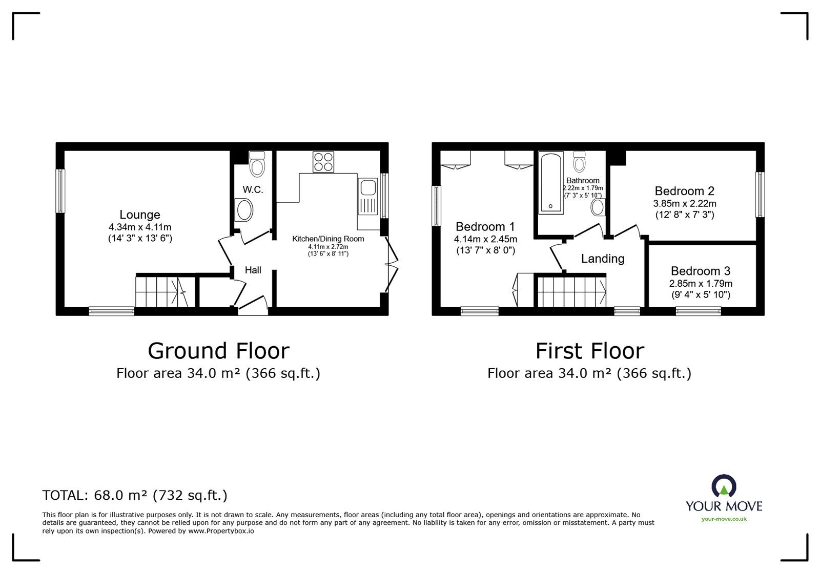 Floorplan of 3 bedroom Semi Detached House for sale, St. Peters Drive, Askern, South Yorkshire, DN6