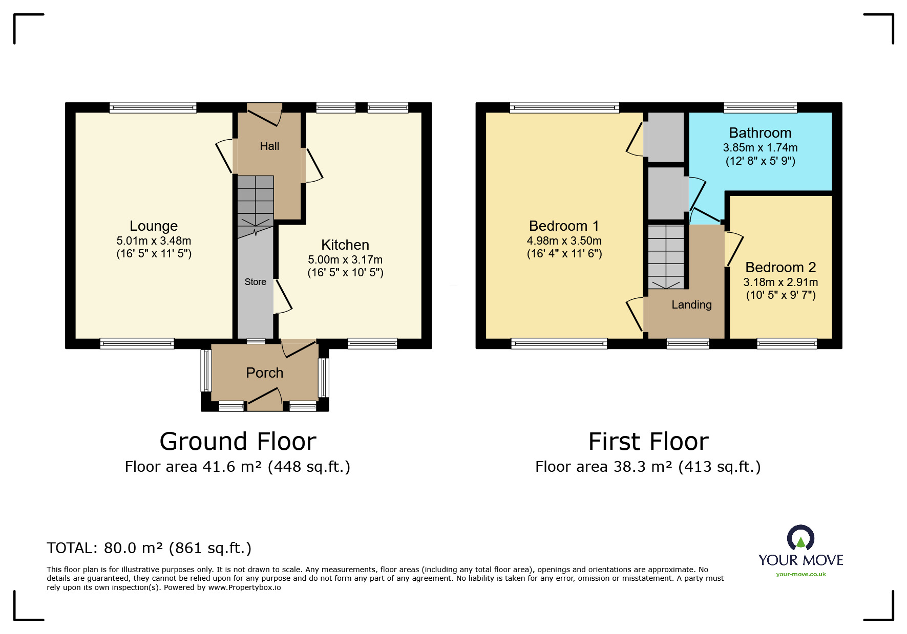 Floorplan of 2 bedroom Mid Terrace House for sale, South Street, Highfields, South Yorkshire, DN6