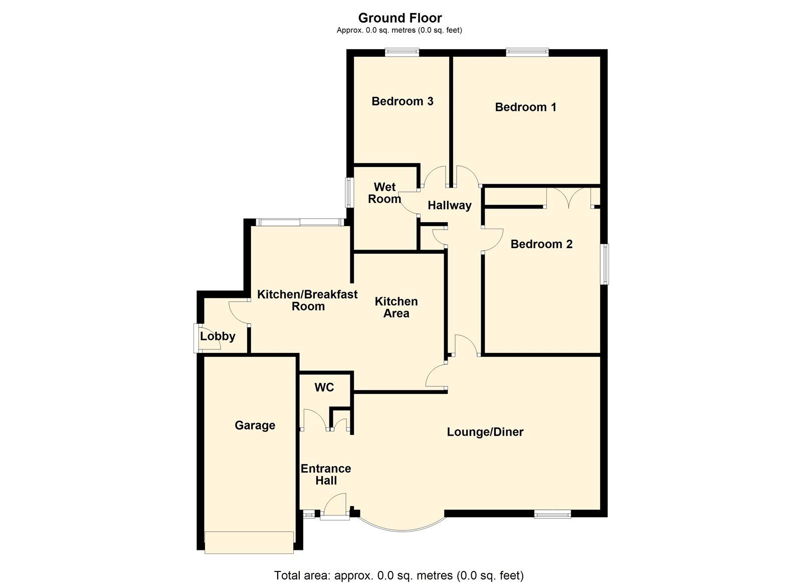 Floorplan of 3 bedroom Detached Bungalow for sale, Mill Lane, Skellow, South Yorkshire, DN6