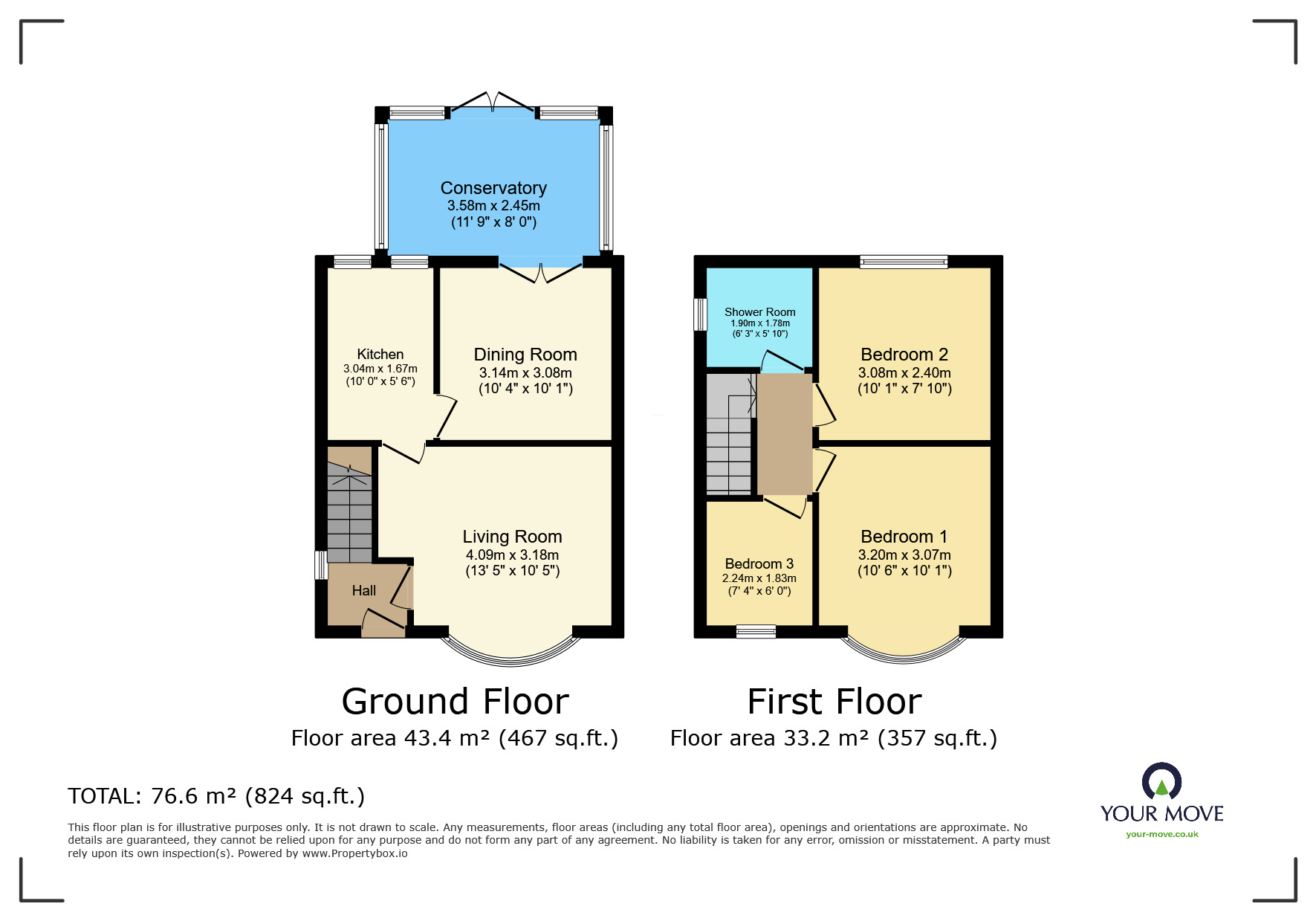 Floorplan of 3 bedroom Semi Detached House for sale, Earlston Drive, Bentley, Doncaster, South Yorkshire, DN5