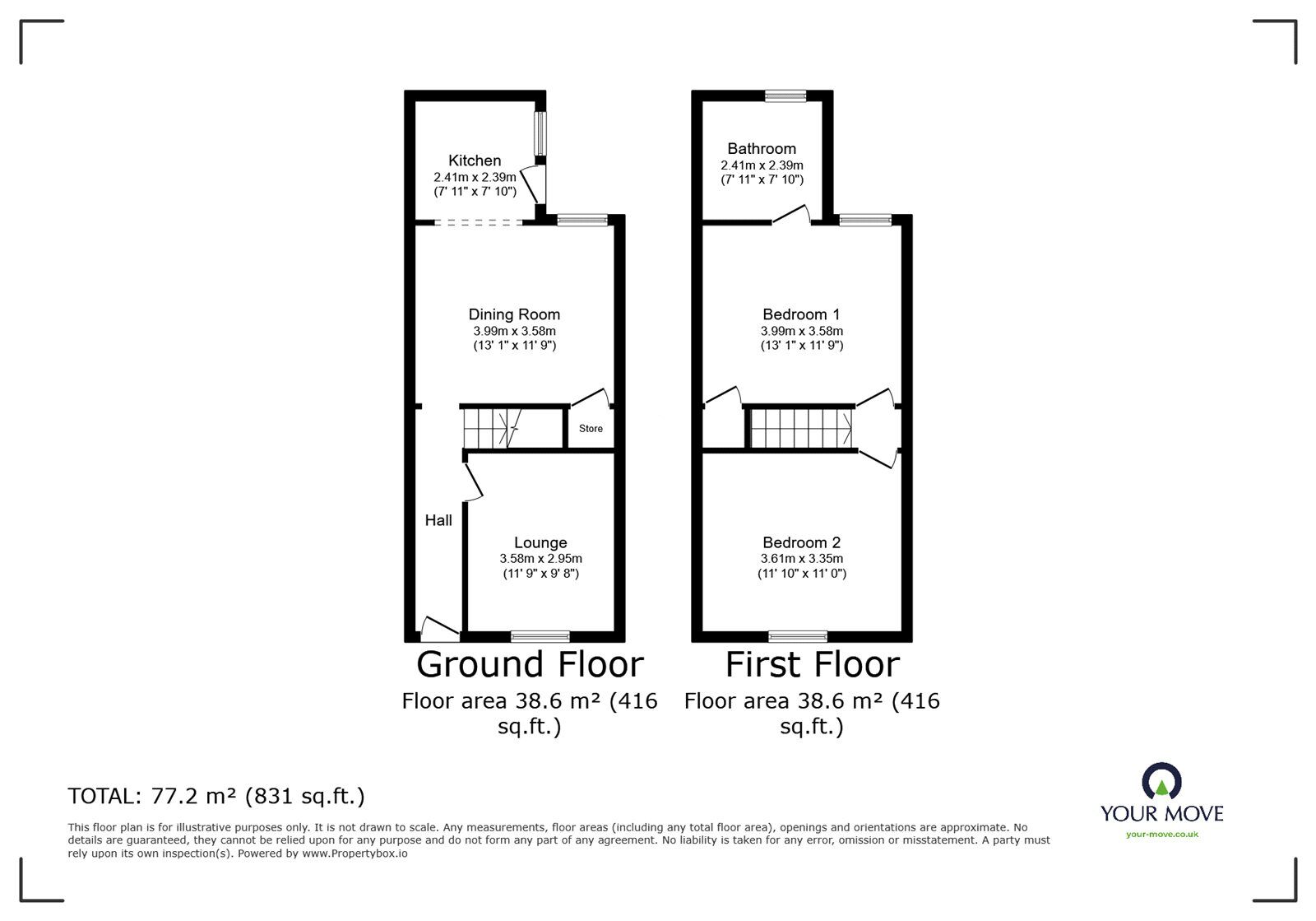 Floorplan of 2 bedroom Mid Terrace House for sale, Regent Street, Balby, South Yorkshire, DN4