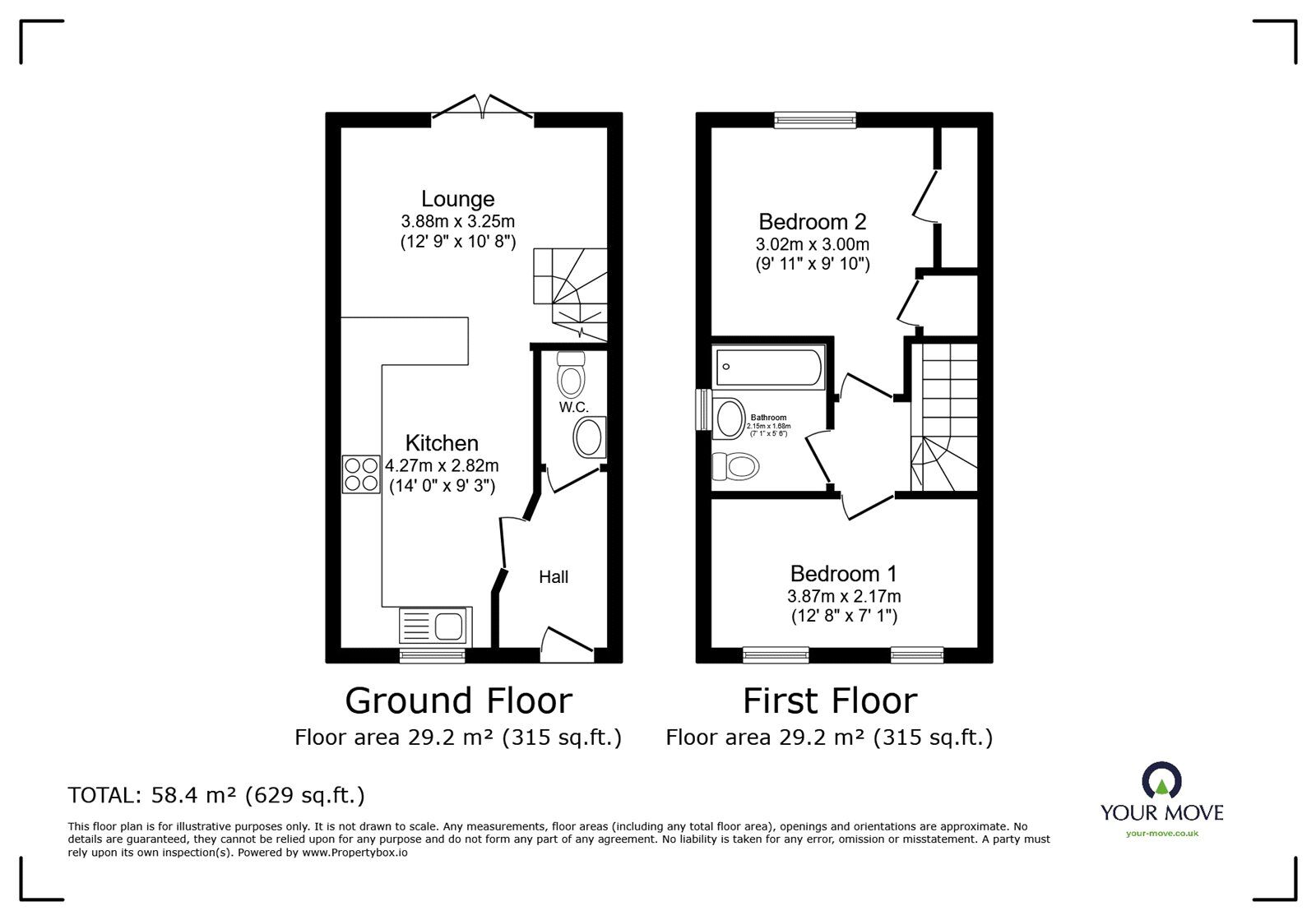 Floorplan of 2 bedroom Semi Detached House for sale, Haydn Griffiths Way, Armthorpe, South Yorkshire, DN3