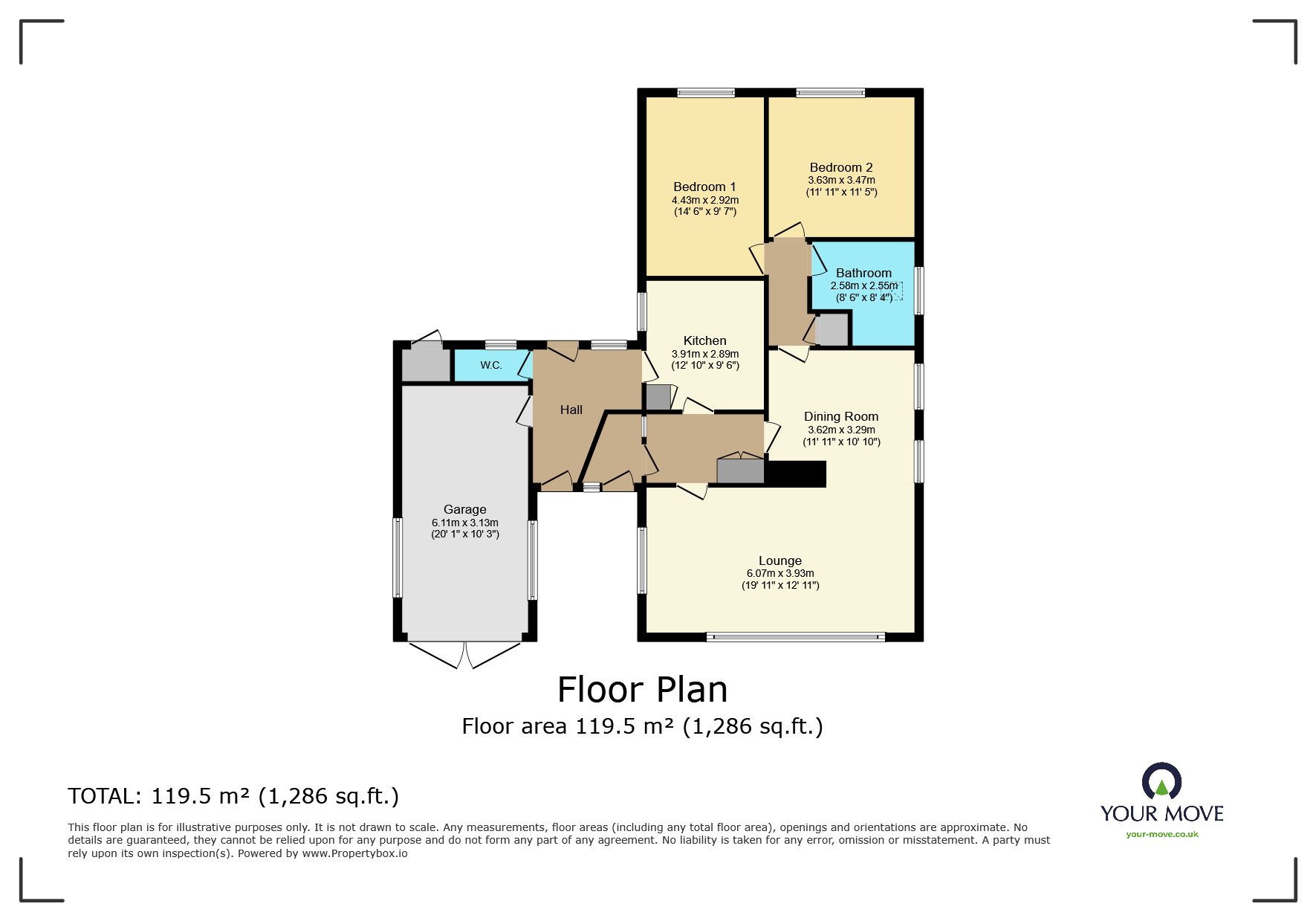 Floorplan of 2 bedroom Detached Bungalow for sale, Ivanhoe Way, Sprotbrough, Doncaster, South Yorkshire, DN5