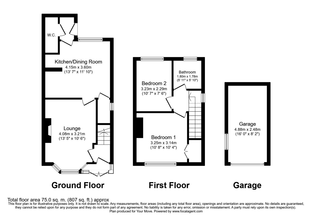 Floorplan of 2 bedroom Semi Detached House to rent, Crompton Avenue, Doncaster, South Yorkshire, DN5