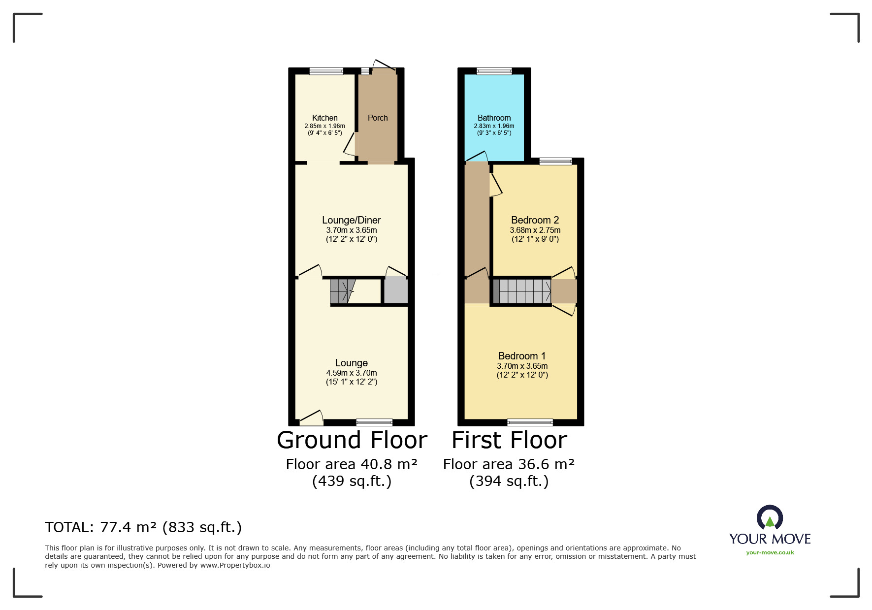 Floorplan of 2 bedroom Mid Terrace House for sale, Albany Road, Balby, Doncaster, South Yorkshire, DN4