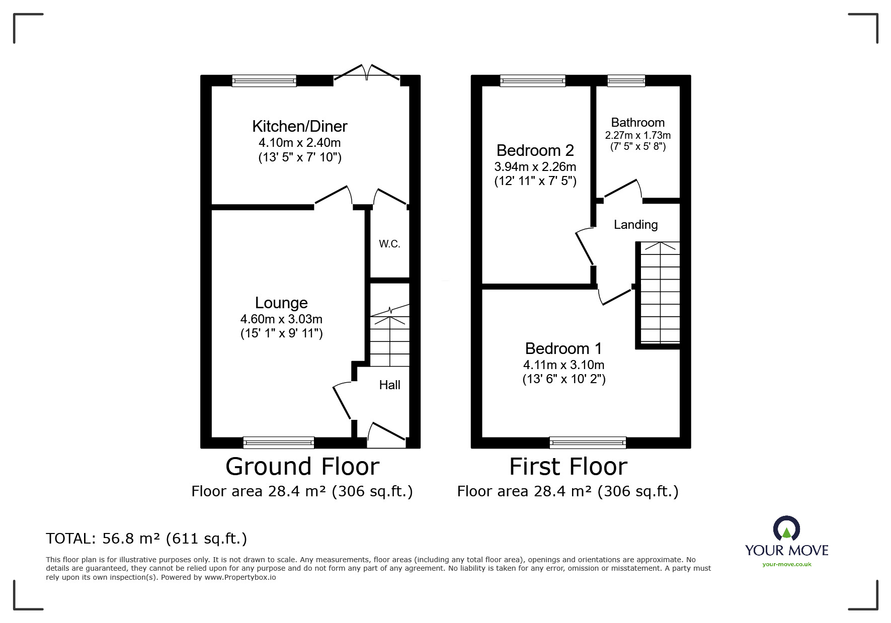 Floorplan of 2 bedroom Semi Detached House for sale, St. Peters Drive, Askern, South Yorkshire, DN6