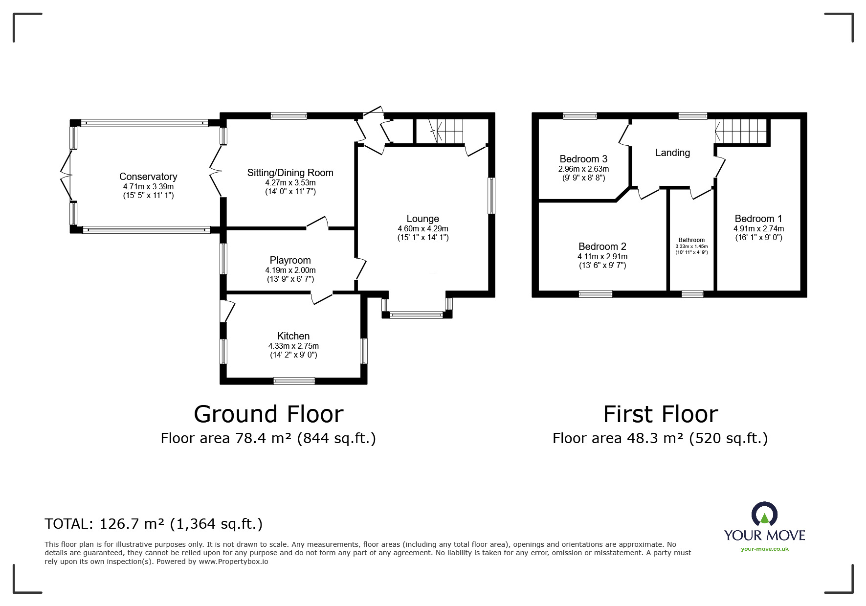 Floorplan of 3 bedroom Detached House for sale, Kirkhouse Green, Doncaster, DN7