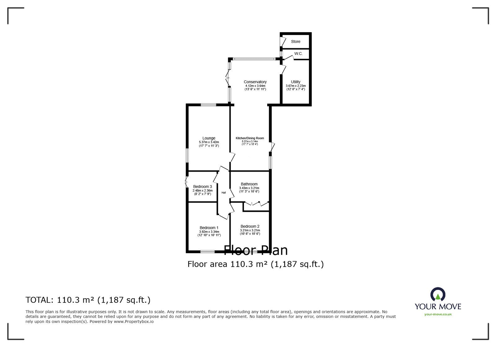 Floorplan of 3 bedroom Detached Bungalow for sale, Ivanhoe Way, Doncaster, South Yorkshire, DN5