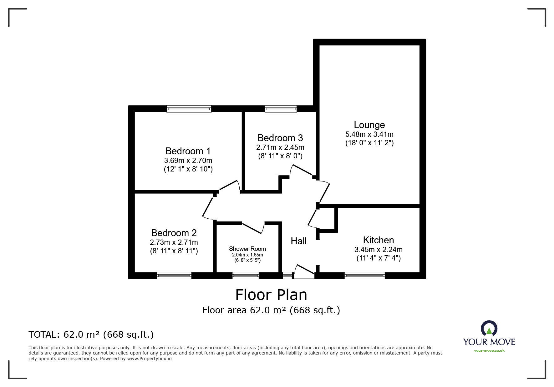 Floorplan of 3 bedroom Detached Bungalow for sale, Oldfield Close, Stainforth, South Yorkshire, DN7