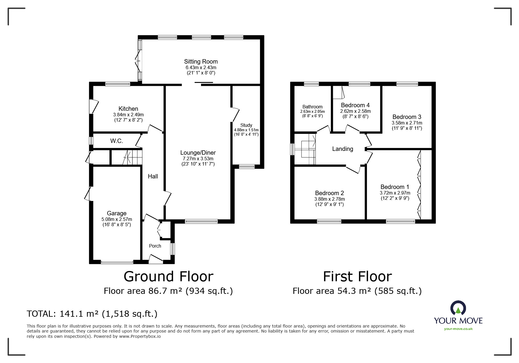 Floorplan of 4 bedroom Detached House for sale, Westmorland Way, Sprotbrough, South Yorkshire, DN5