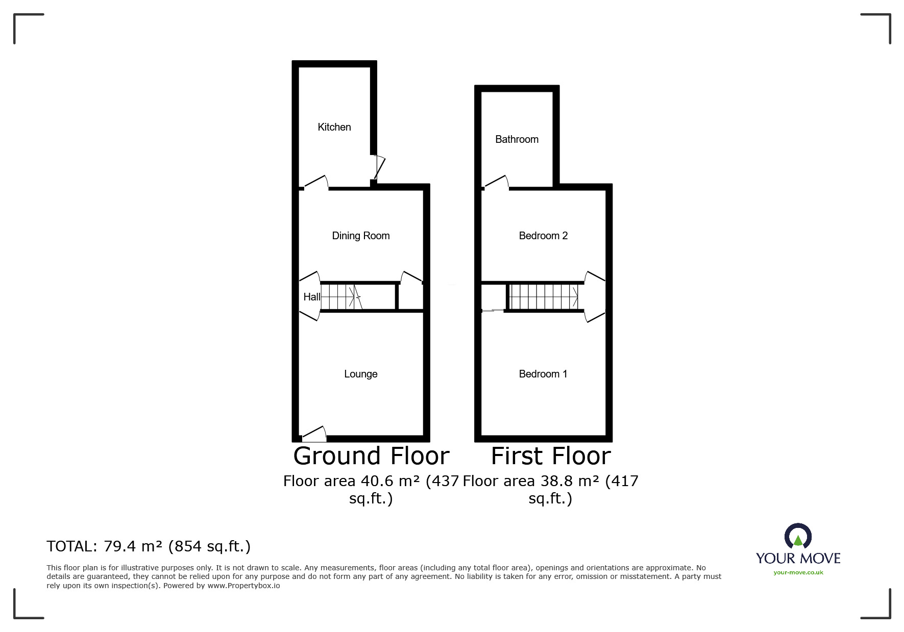 Floorplan of 2 bedroom Mid Terrace House to rent, Savile Street, Retford, Nottinghamshire, DN22