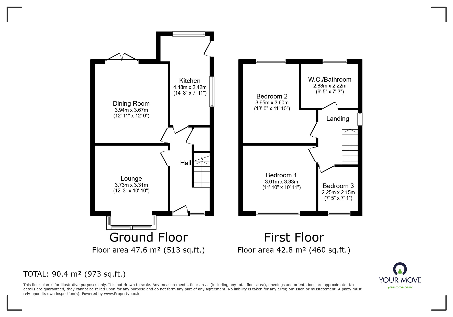 Floorplan of 3 bedroom End Terrace House for sale, Craithie Road, Town Moor, Doncaster, South Yorkshire, DN2