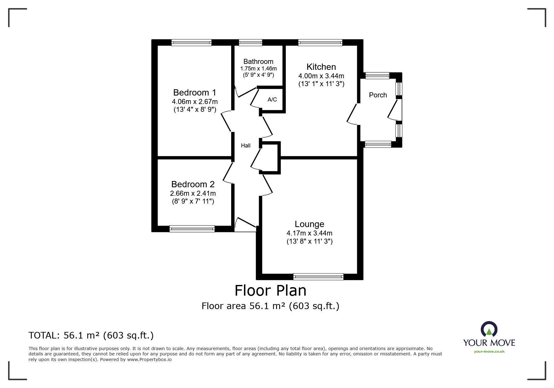 Floorplan of 2 bedroom Detached Bungalow for sale, The Bramblings, Bessacarr, Doncaster, South Yorkshire, DN4