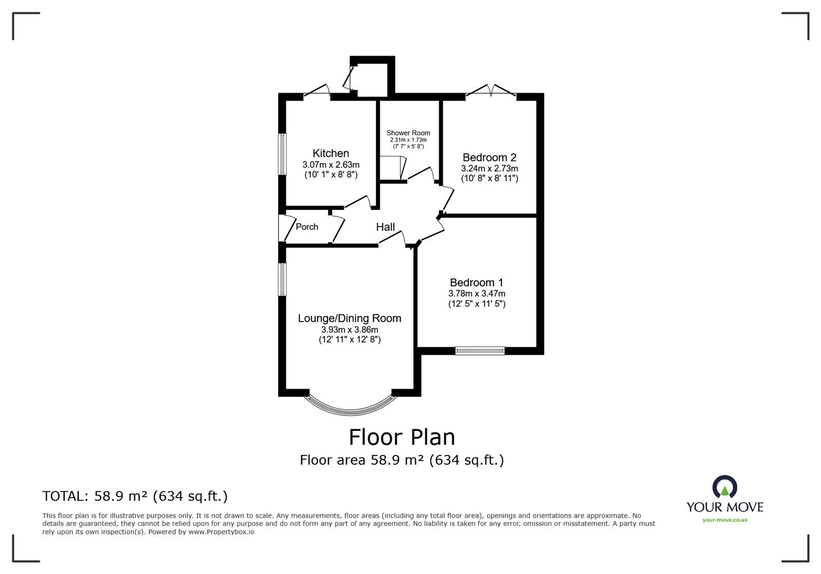 Floorplan of 2 bedroom Semi Detached Bungalow for sale, Grenville Road, Doncaster, South Yorkshire, DN4