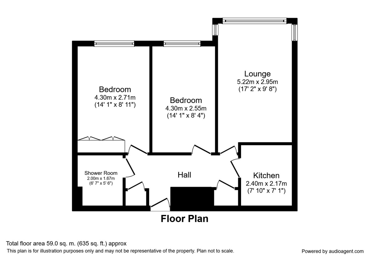 Floorplan of 2 bedroom  Flat to rent, Greystones Drive, Darlington, County Durham, DL3