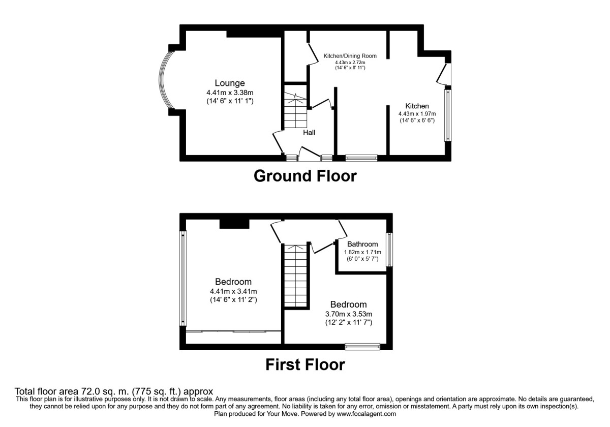 Floorplan of 2 bedroom Semi Detached House to rent, Ashenhurst Road, Dudley, West Midlands, DY1