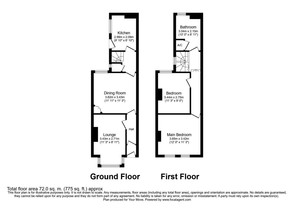 Floorplan of 2 bedroom Mid Terrace House to rent, Reginald Road, Smethwick, West Midlands, B67