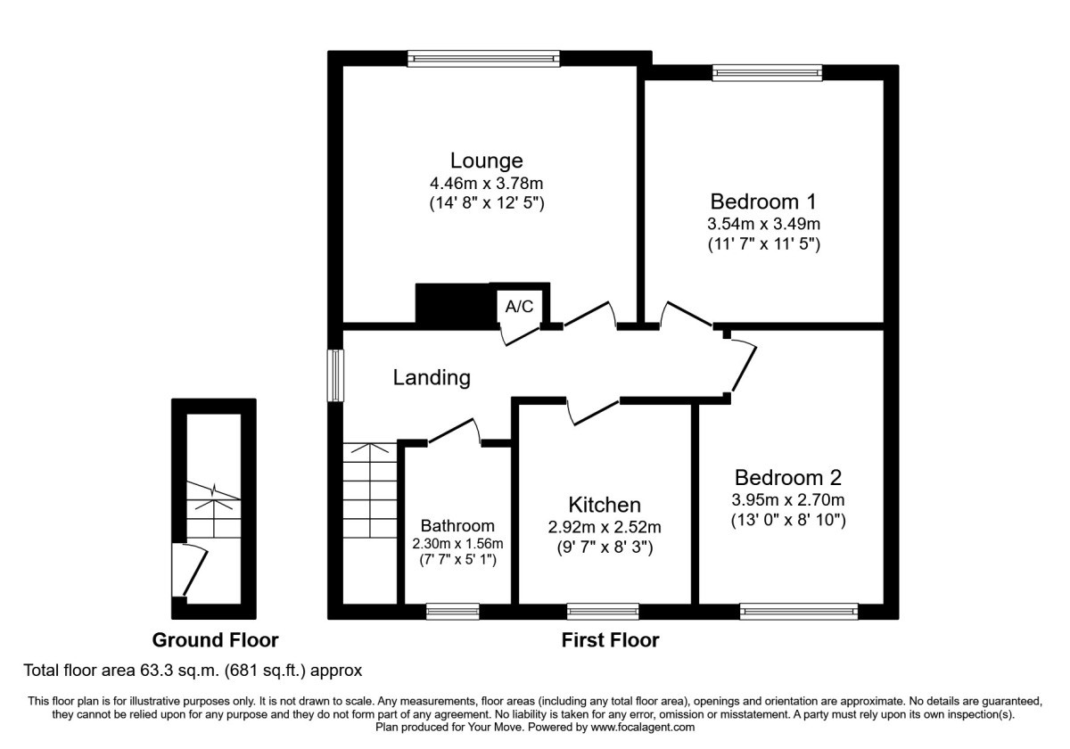 Floorplan of 2 bedroom  Flat to rent, Rounds Hill Road, Bilston, West Midlands, WV14