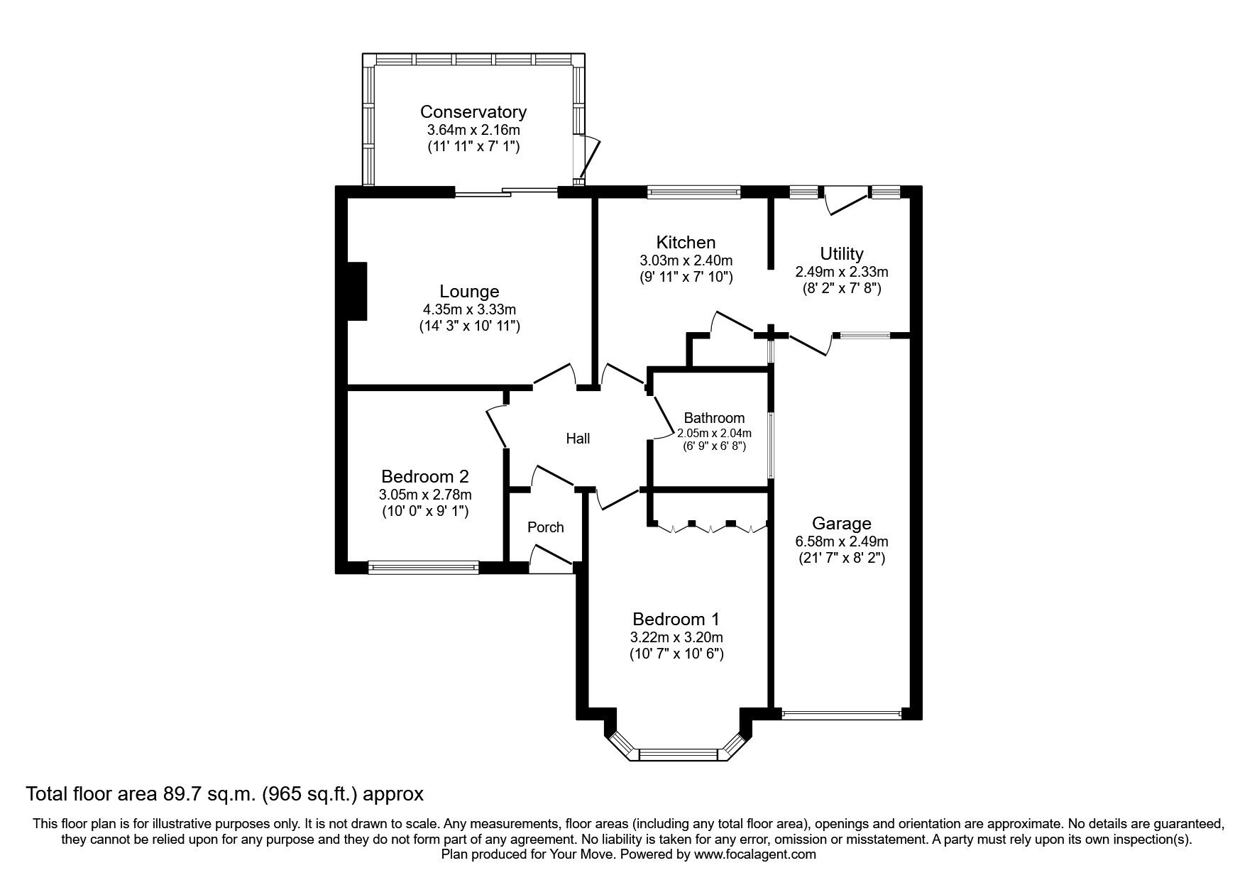 Floorplan of 2 bedroom Semi Detached Bungalow to rent, Woodbank Road, Dudley, West Midlands, DY3