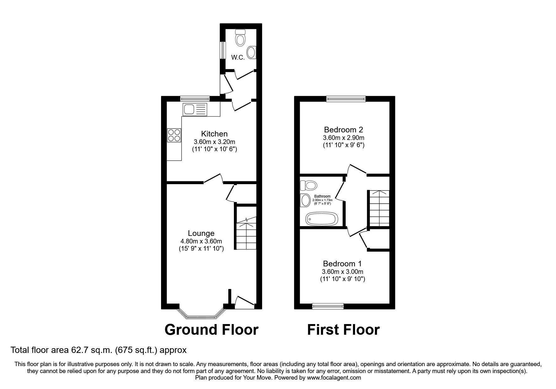 Floorplan of 2 bedroom Mid Terrace House to rent, Redstone Way, Lower Gornal, West Midlands, DY3