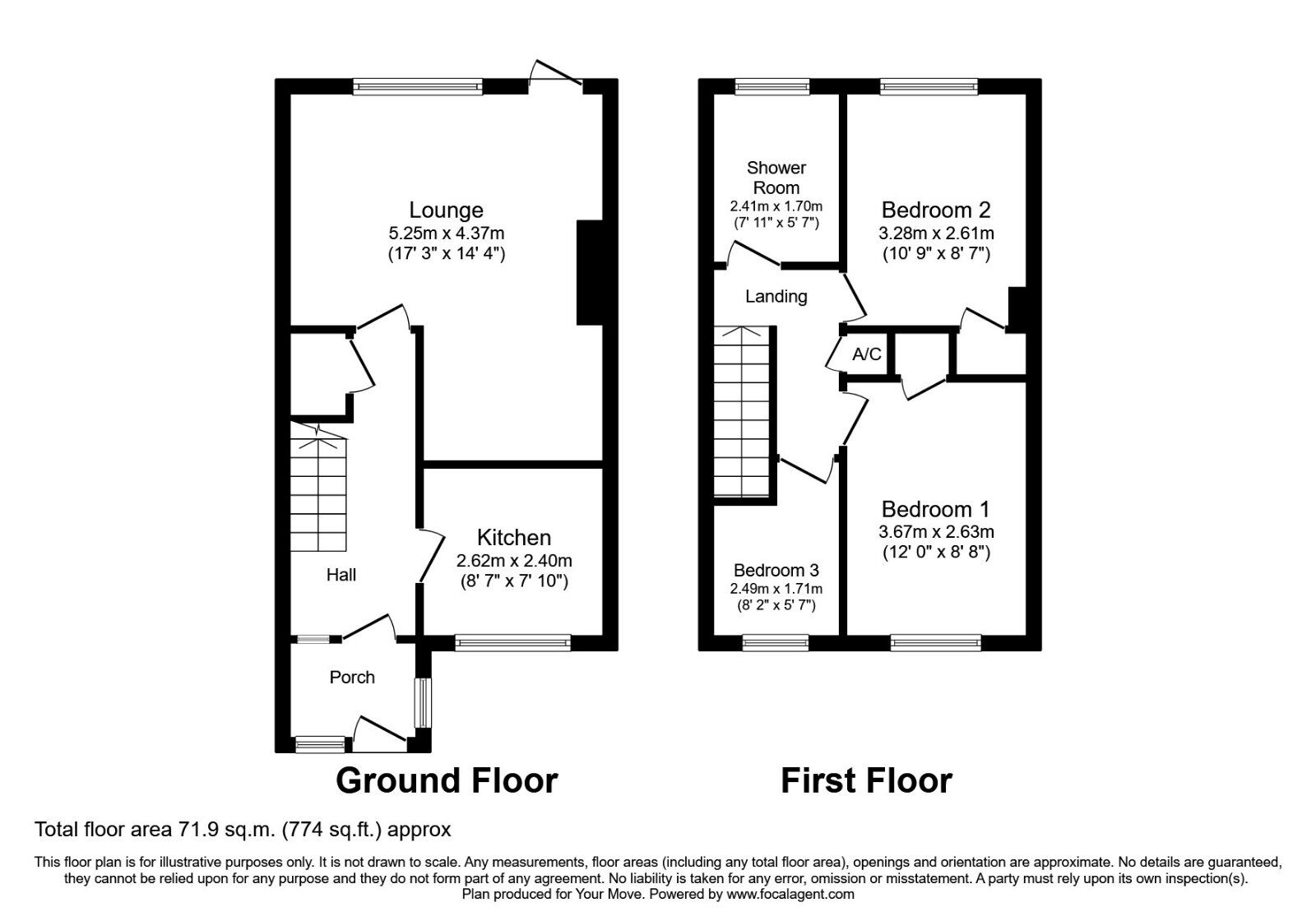 Floorplan of 3 bedroom Mid Terrace House to rent, Stourbridge Road, Dudley, West Midlands, DY1